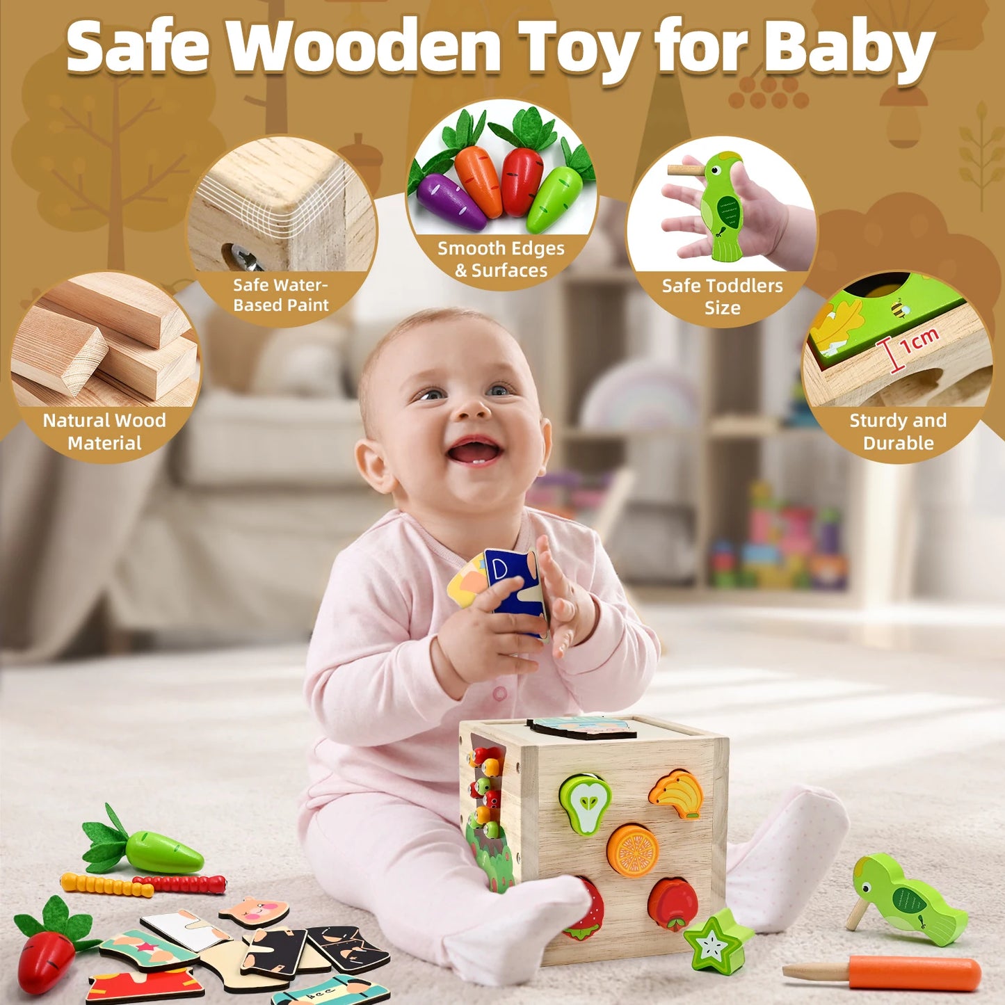 Wooden Activity Cube