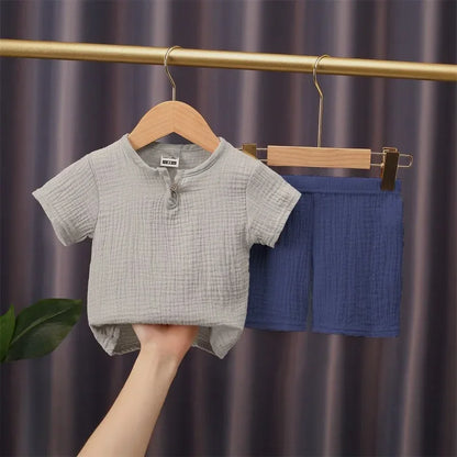 Toddler Cotton Linen T-Shirt & Elastic Shorts