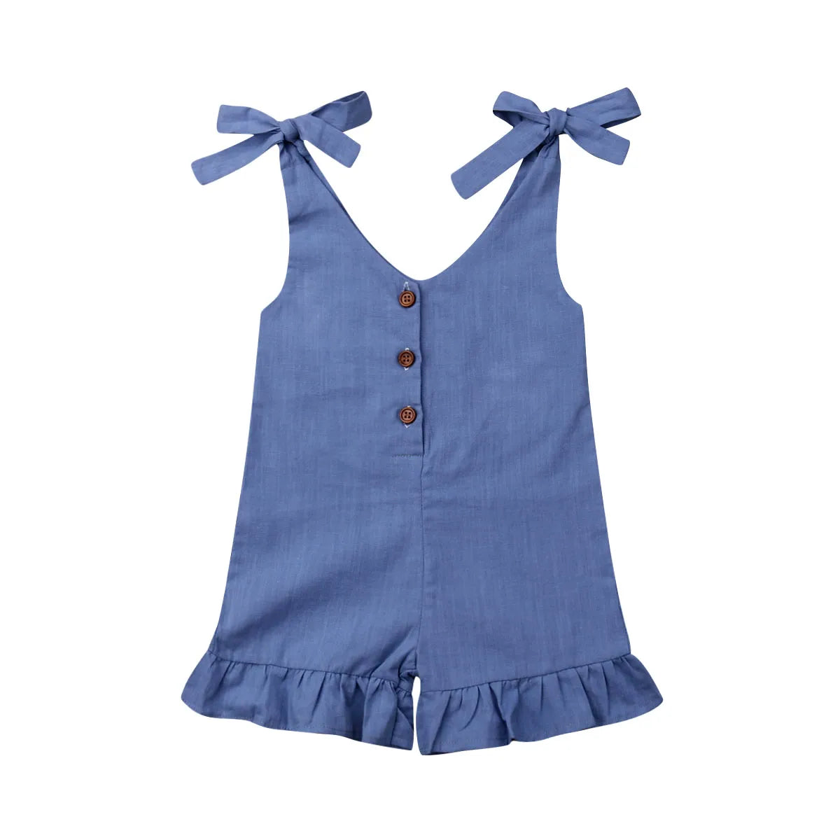 Baby Girl Cotton Linen Ruffle Romper