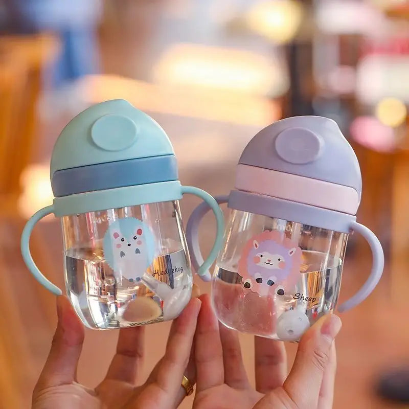 Leakproof Cartoon Baby Water Bottle with Straw