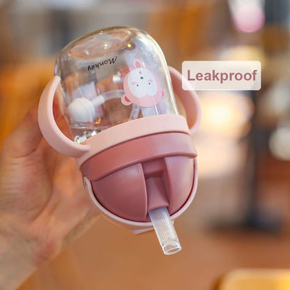 Leakproof Cartoon Baby Water Bottle with Straw