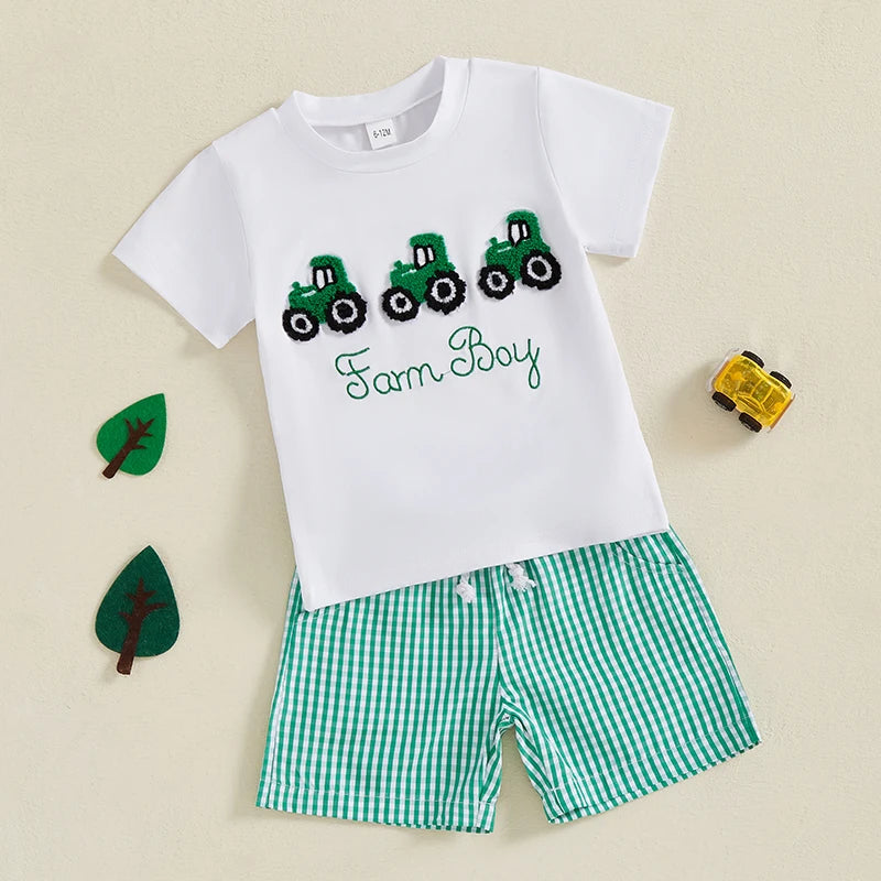 Toddler Dinosaur Print T-Shirt & Elastic Waist Denim Shorts