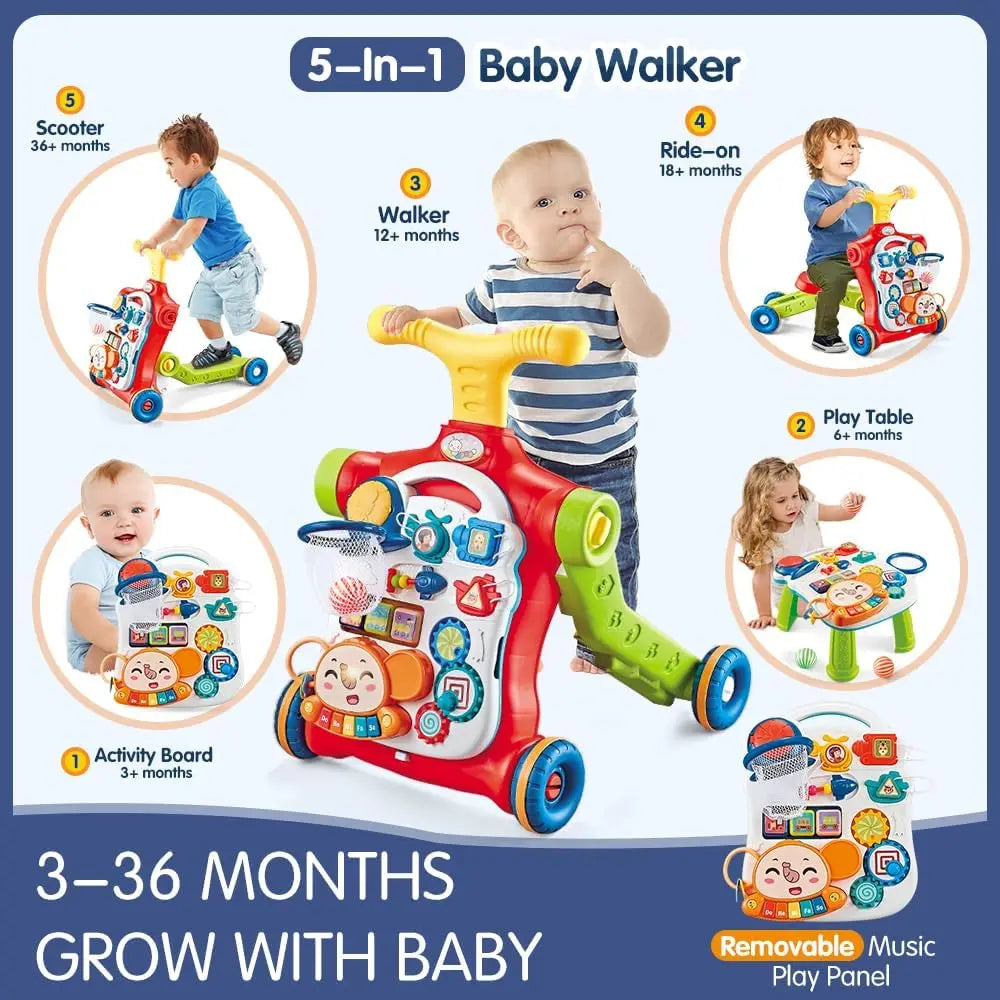 Sit-to-Stand Push Walker with Music & Activity Table