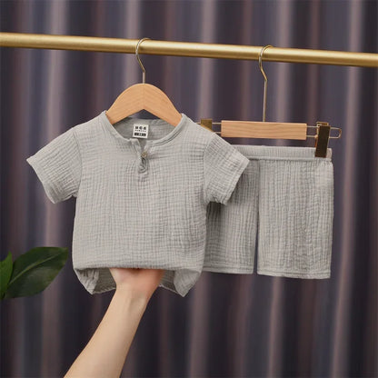 Toddler Cotton Linen T-Shirt & Elastic Shorts