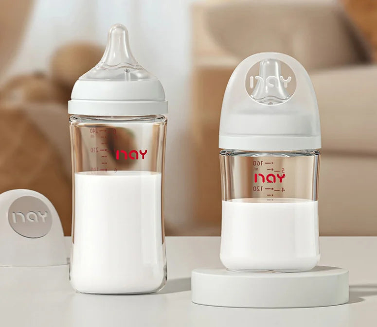 Wide Caliber Anti Choking Glass Baby Bottle