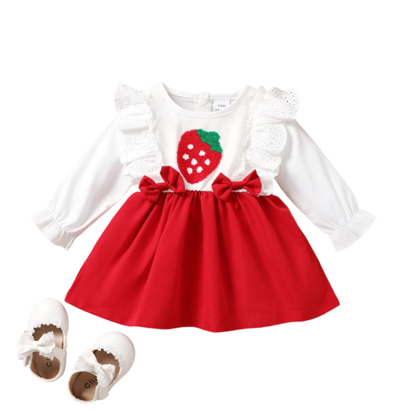 PatPat Baby Girl Strawberry Embroidery Dress