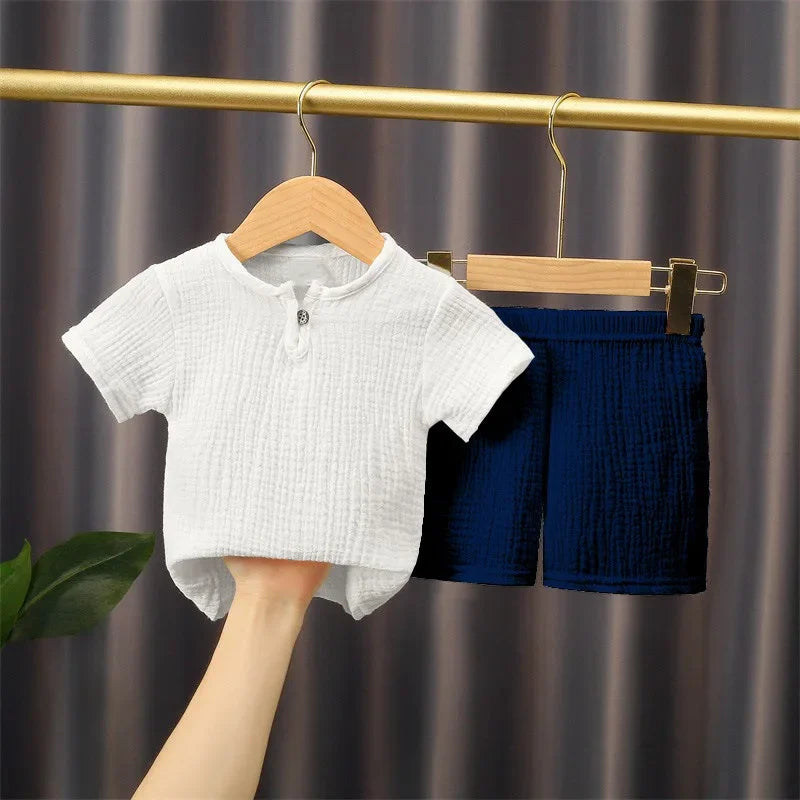 Toddler Cotton Linen T-Shirt & Elastic Shorts