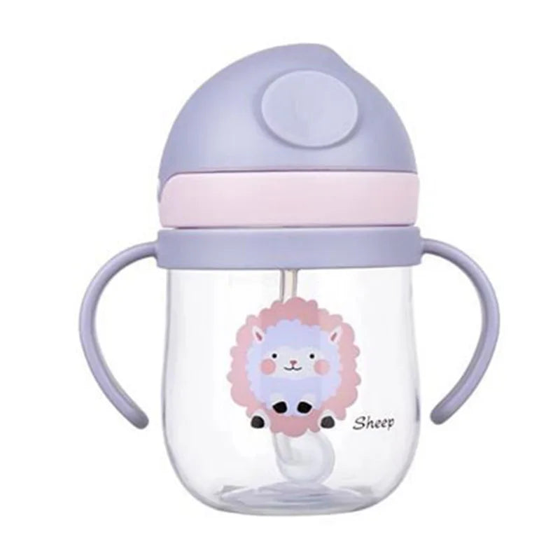 Leakproof Cartoon Baby Water Bottle with Straw