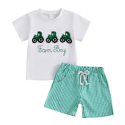 Toddler Dinosaur Print T-Shirt & Elastic Waist Denim Shorts