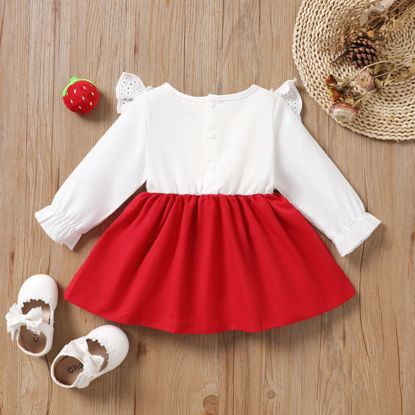 PatPat Baby Girl Strawberry Embroidery Dress