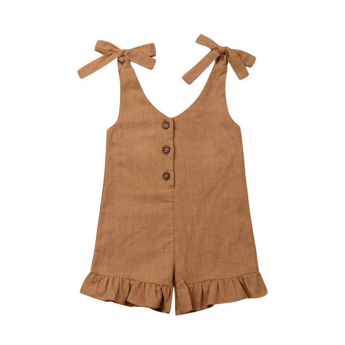 Baby Girl Cotton Linen Ruffle Romper