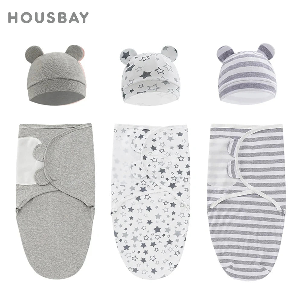 Baby Swaddle Blanket & Hat Set~