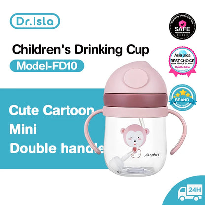 Leakproof Cartoon Baby Water Bottle with Straw